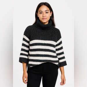Victoria's Secret Chunky Knit Turtleneck Womens Sweater S Striped Heavy